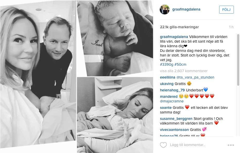 Magalena Graaf meddelade den glada nyheten på Instagram.