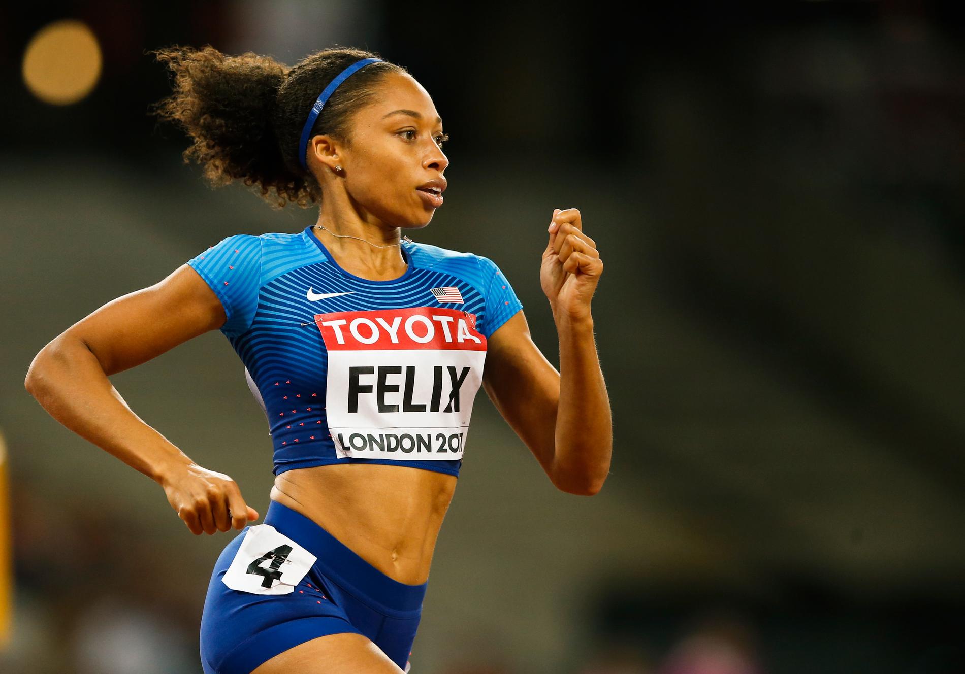 Allyson Felix på 400 meter i VM 2017.
