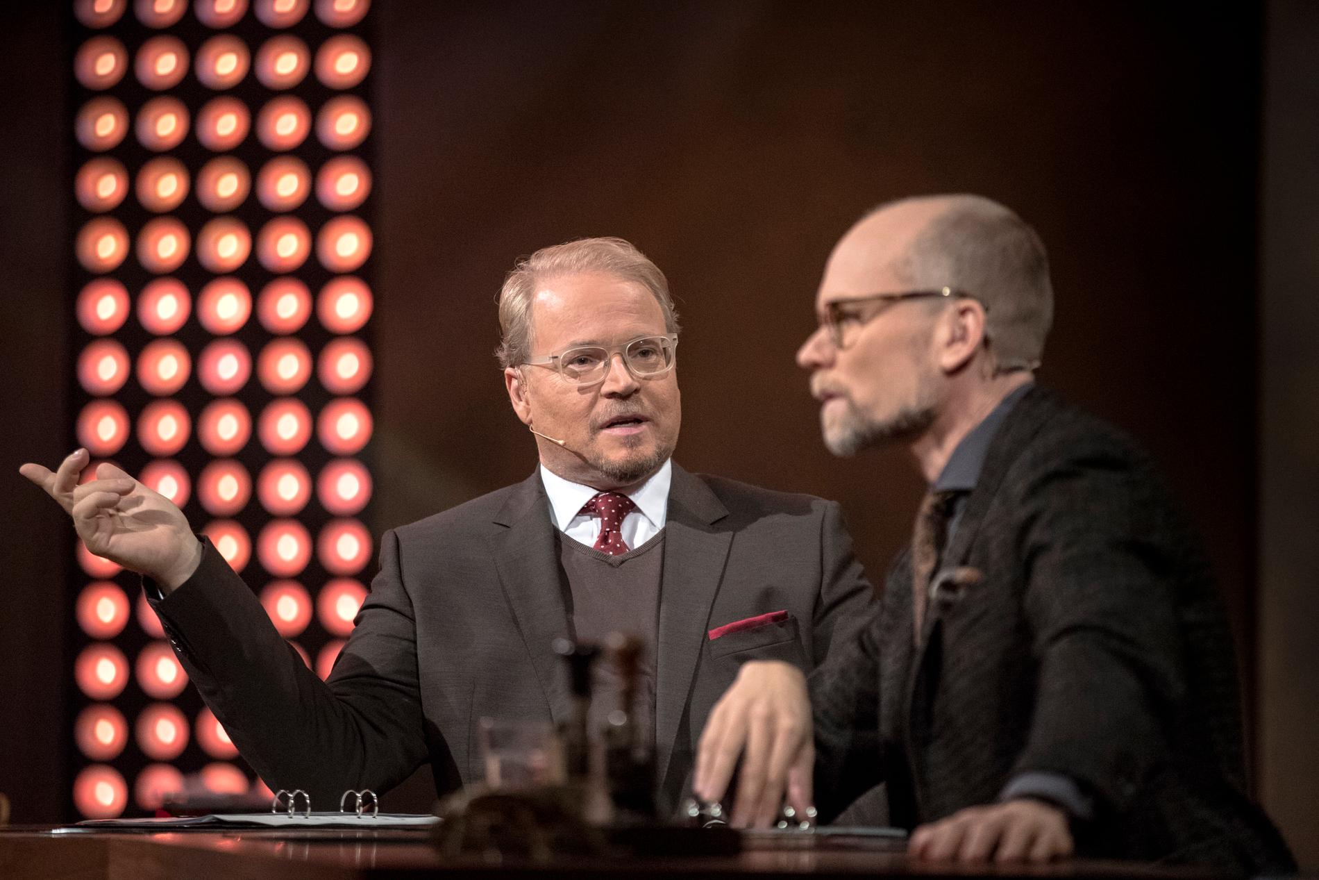 Fredrik Lindström och Kristian Luuk spelar in nya avsnitt tillsammans med Louise Epstein och Thomas Nordegren. Arkivbild.
