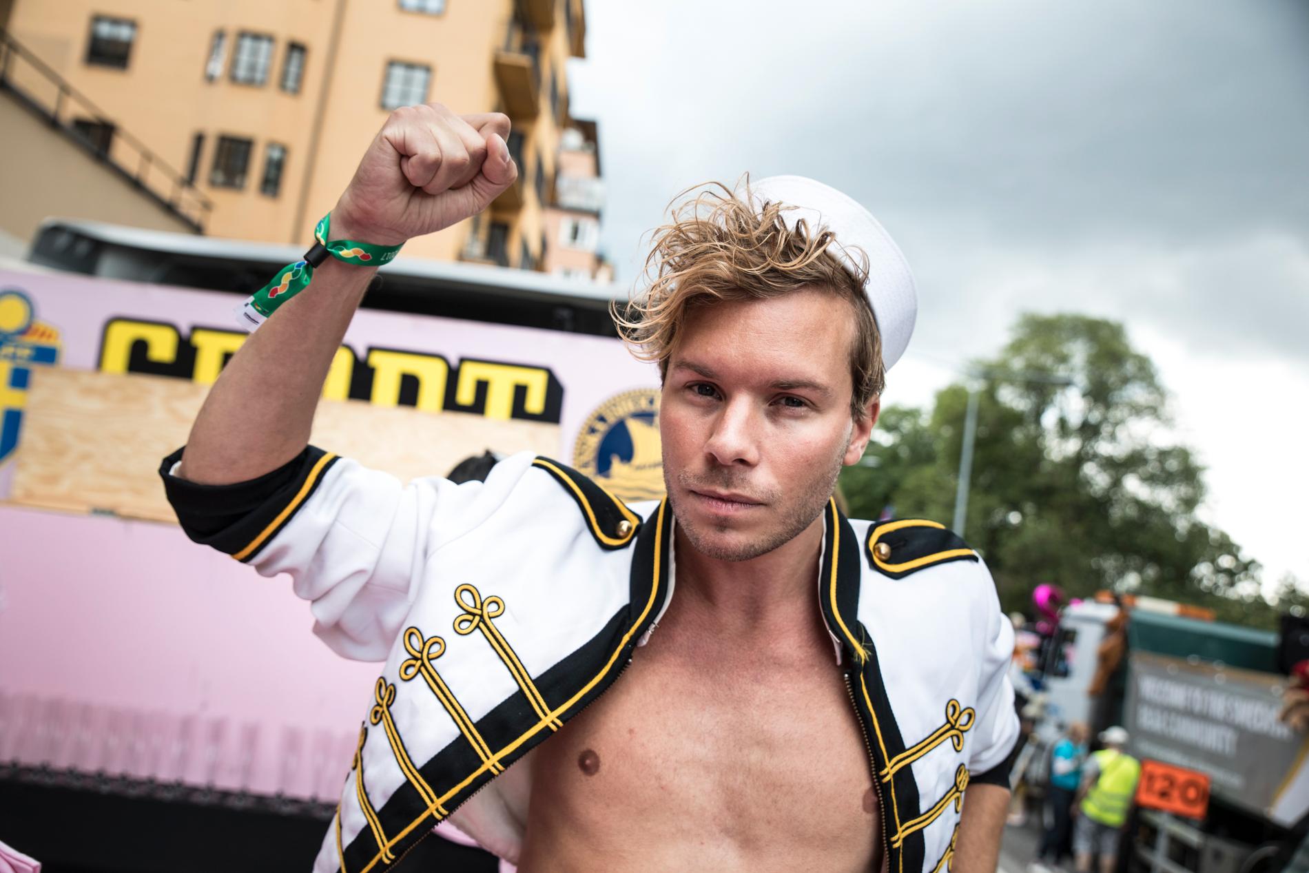 Andreas Hansson under Stockholm Pride 2017. 