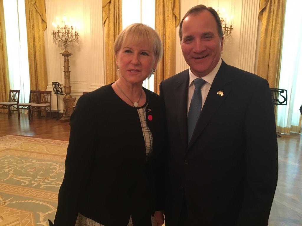 Utrikesminister Margot Wallström var också på plats när Stefan Löfven mötte Barack Obama.