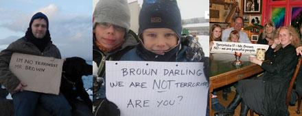 På Island är upprördheten stor över Storbritanniens agerande. Här är några av dem som protesterat på sajten indefence.is.