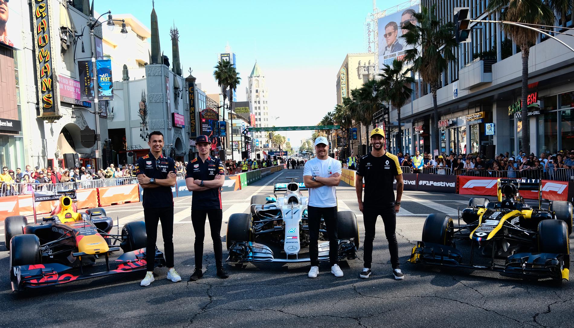 Alex Albon, Max Verstappen, Valtteri Bottas och Daniel Ricciardo. Alla är förare i F1 2020.