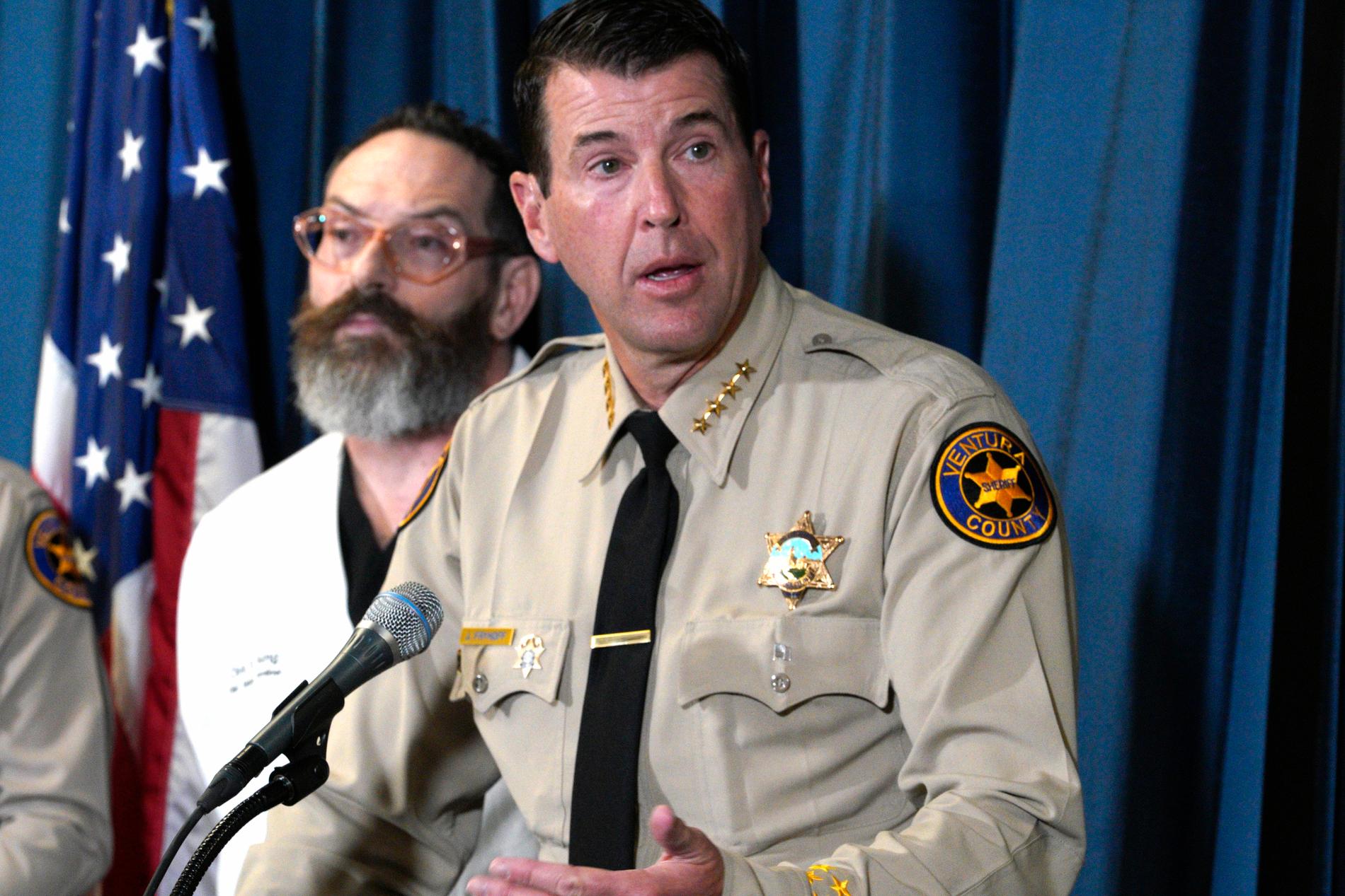 Polischef Jim Fryhoff meddelade under en pressträff att en person är misstänkt – men inte gripen. 