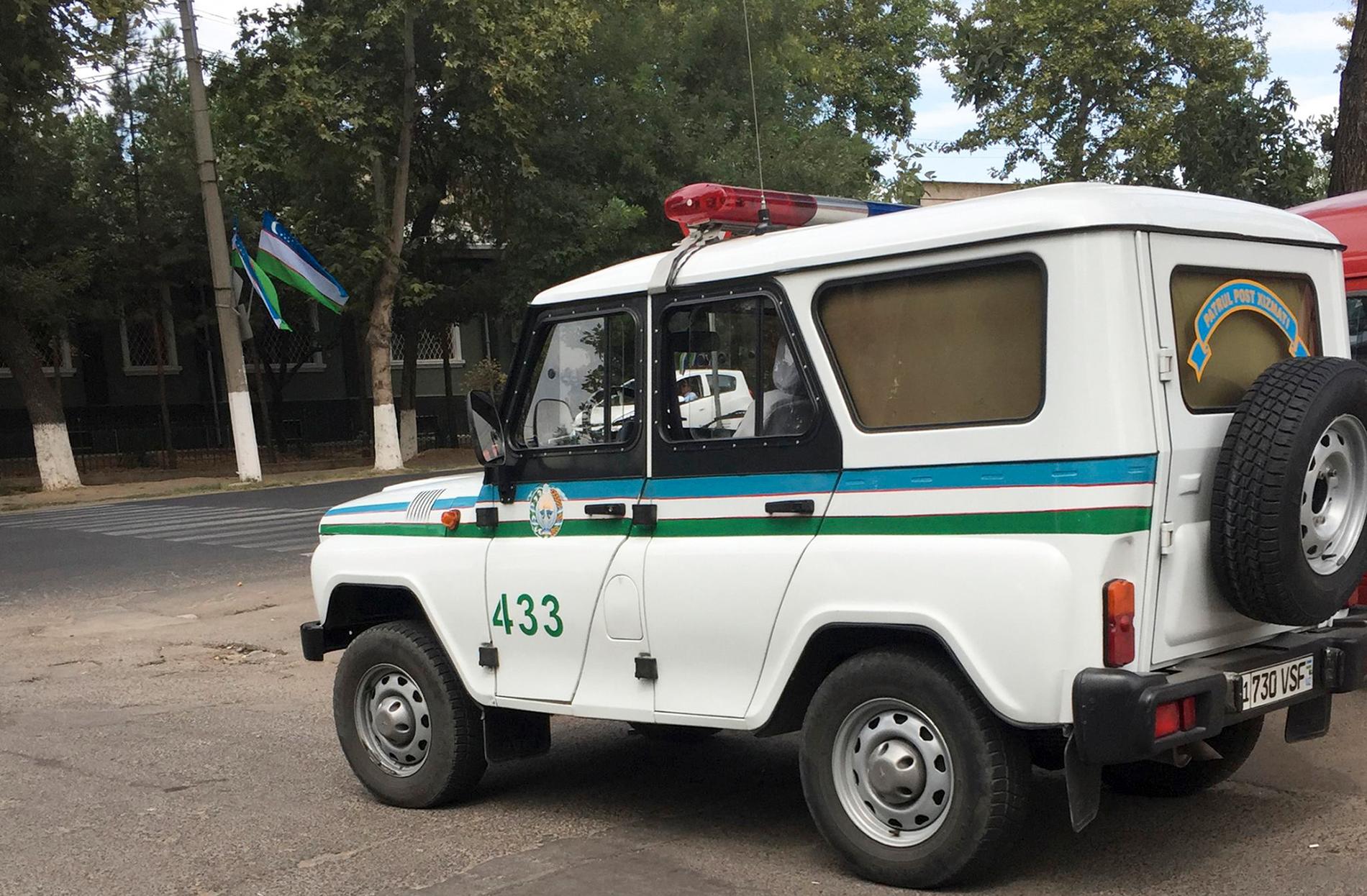 En uzbekisk polisbil. Arkivbild.