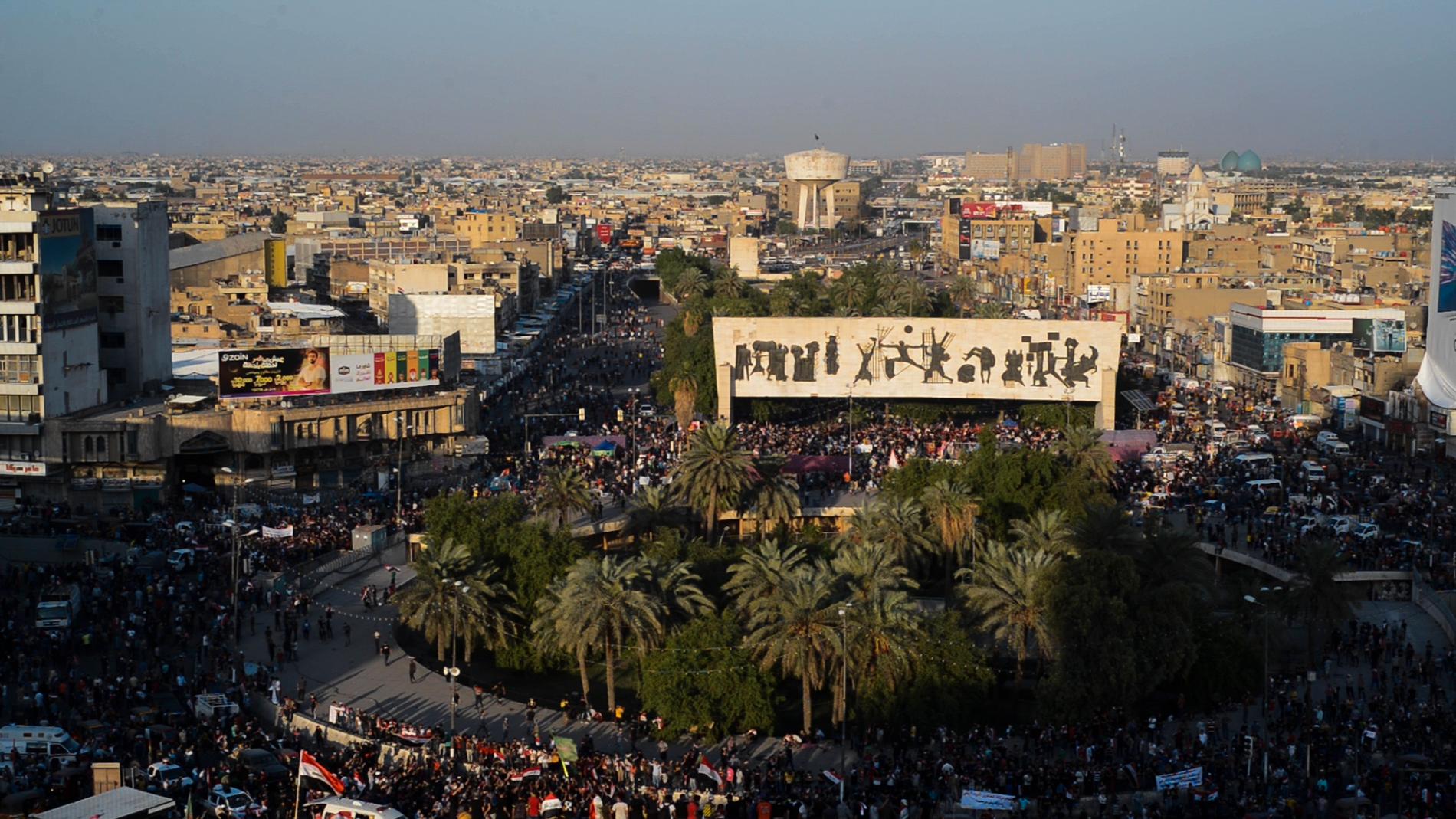 Utsikt över Tahirtorget i Bagdad. Arkivbild.