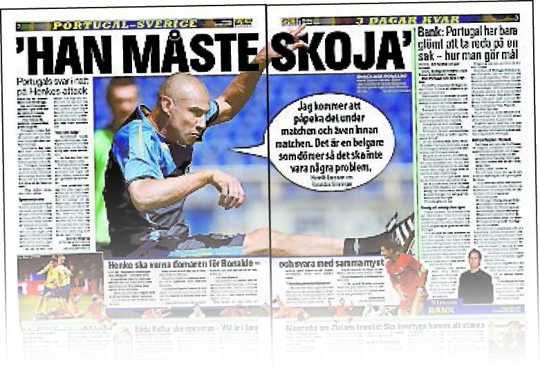 Henrik Larsson om Ronaldos filmningar i Sportbladet den 25 mars.