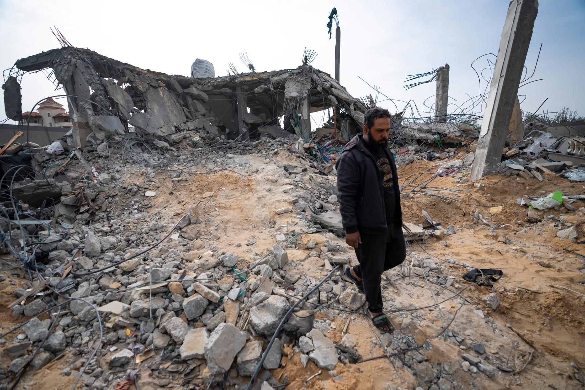 Förödelse i Rafah i södra Gaza tidigare i mars. Staden har under lång tid attackerats av Israel.