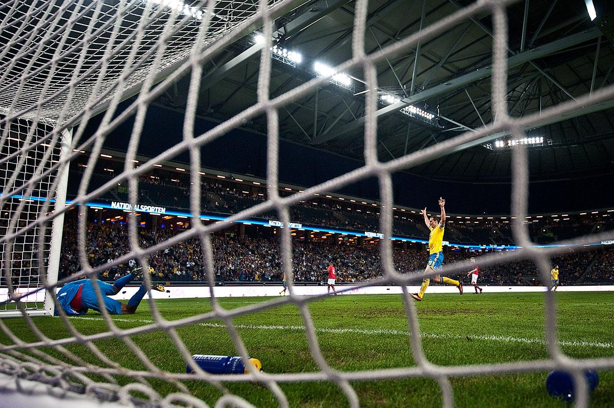 14 augusti 2013 Hattrick av Zlatan mot Norge. Första målet kom i andra minuten…
