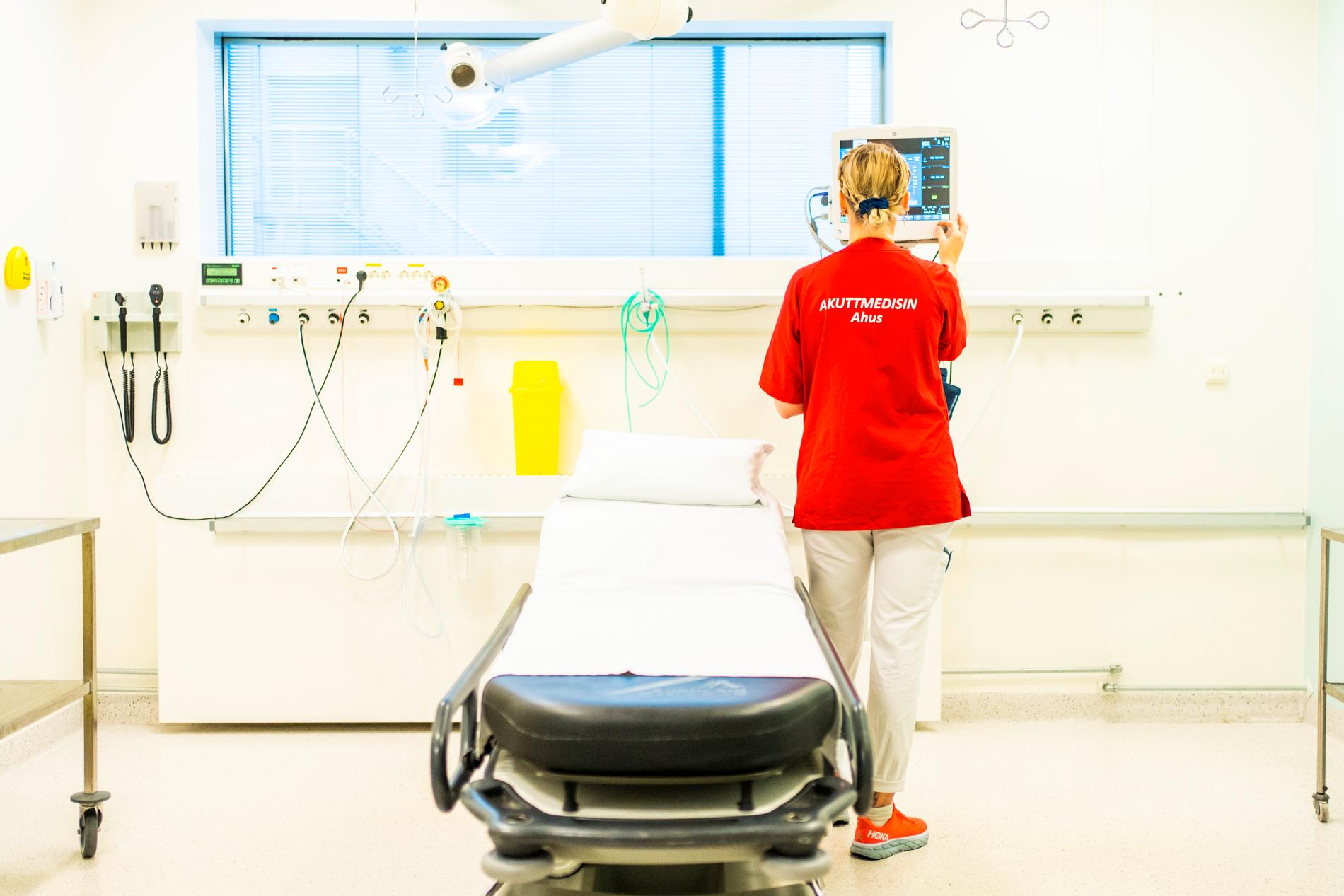 Ett behandlingsrum för covid-19-patienter vid Akershus universitetssjukhus i Norge. Arkivbild.