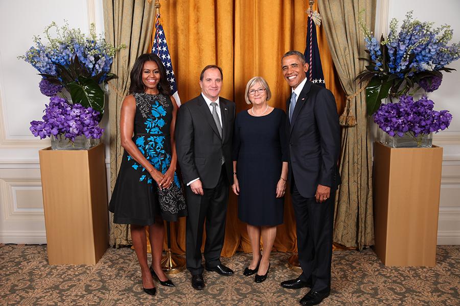 Paret Obama flankerar paret Löfven 2015.