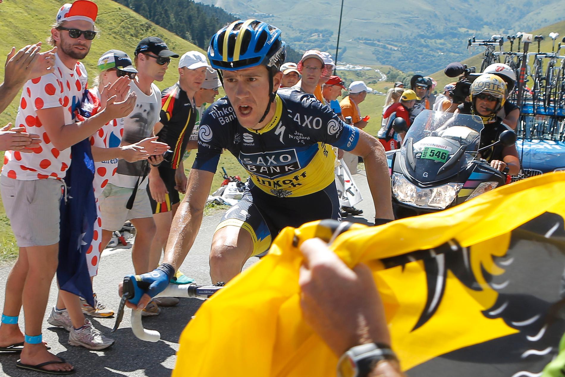 Chris Anker Sørensen under en bergsetapp i Tour de France 2012.