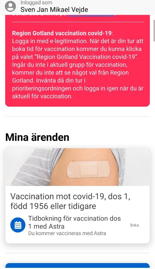 Sven Vejdes kallelse i appen Alltid öppet.