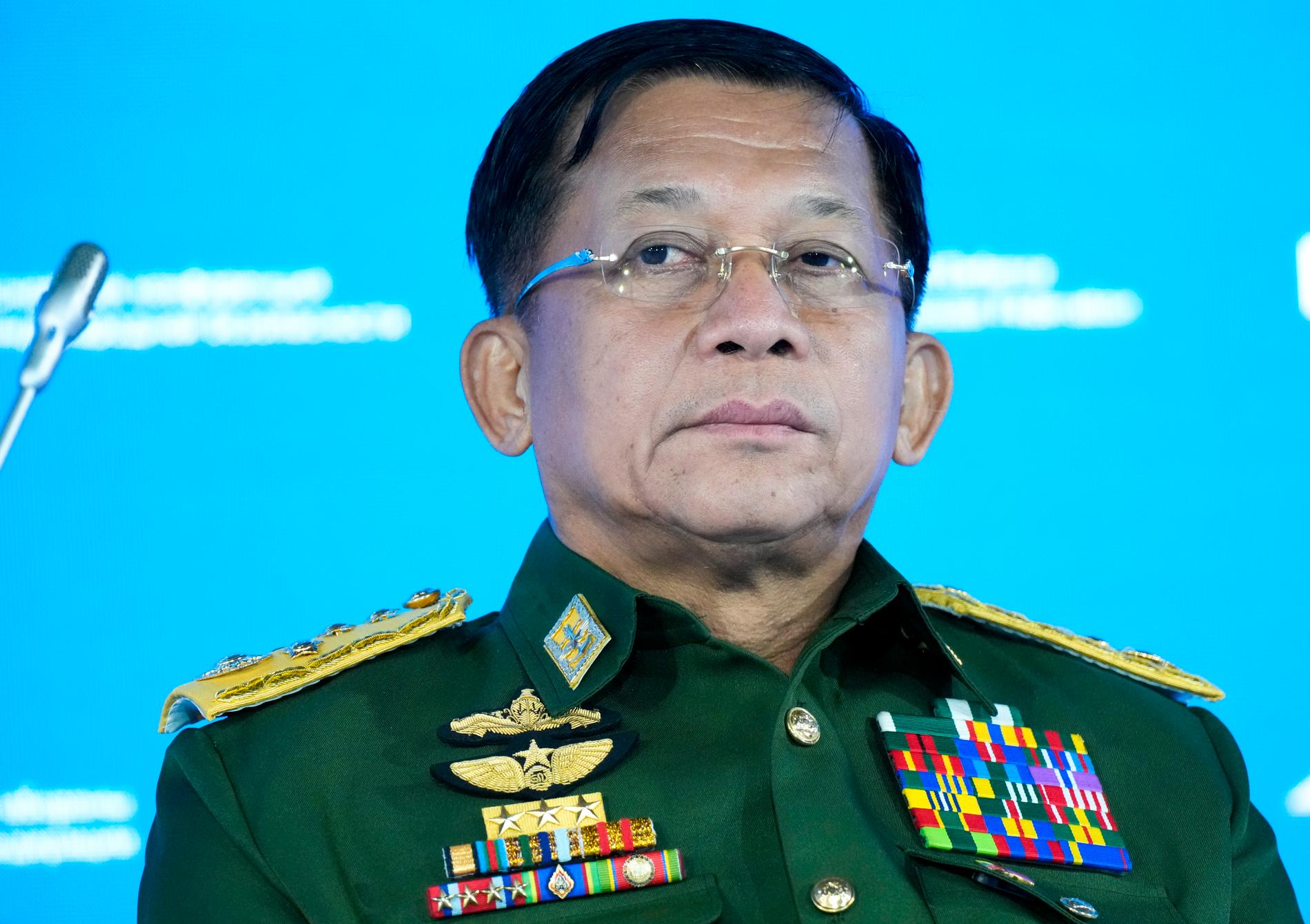 Ledaren för militärjuntan i Myanmar, general Min Aung Hlaing. Arkivbild.