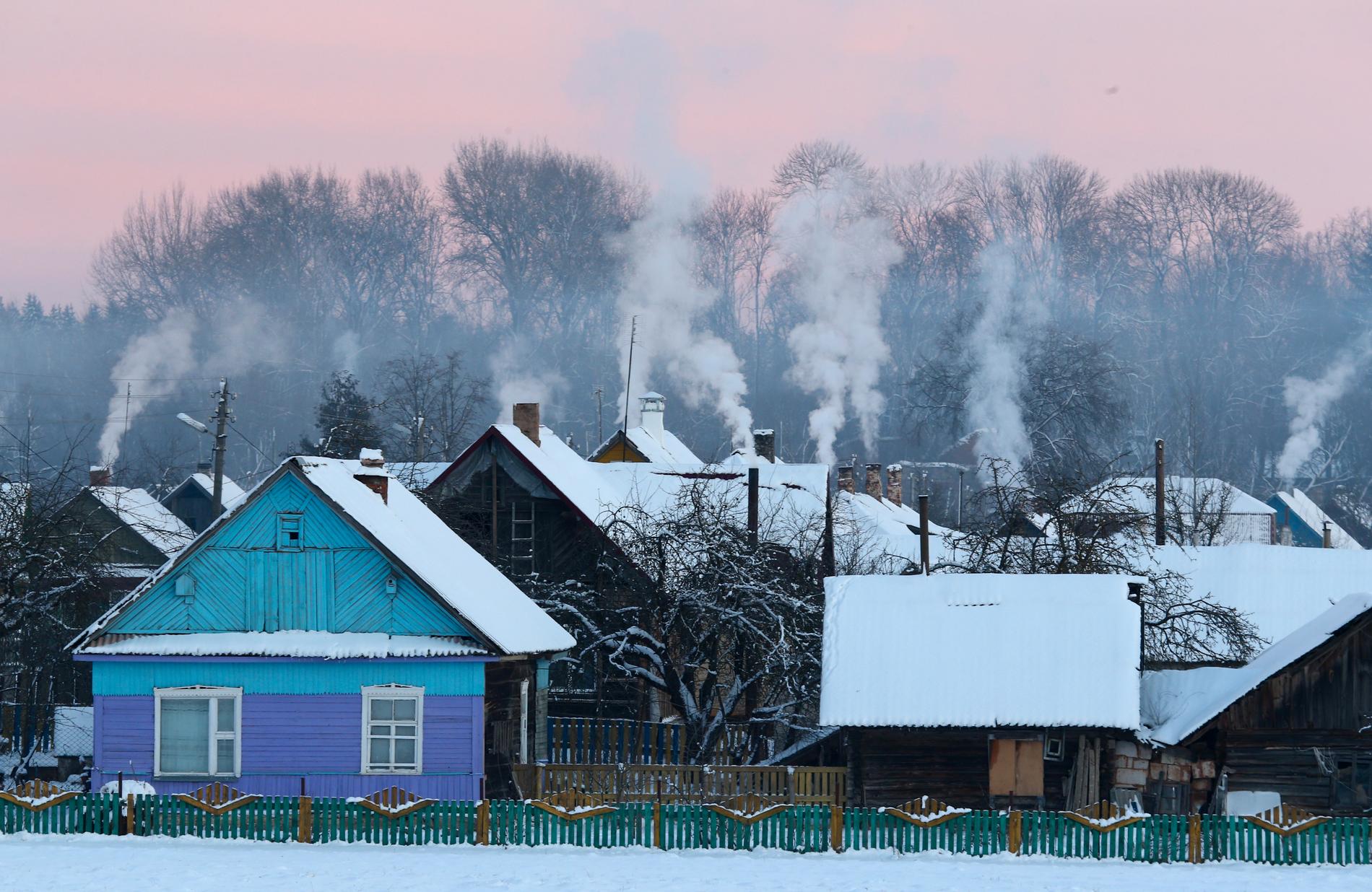 Minus 24 grader uppmättes i den här byn i Vitryssland.