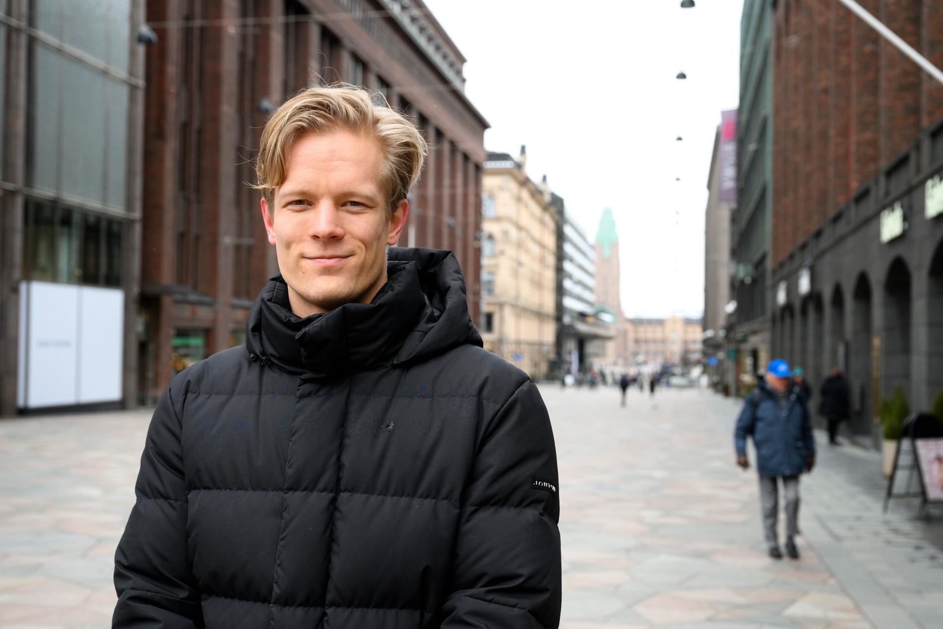 "För mig står de ekonomiska frågorna i fokus", säger 28-årige Vertti Vuohelainen från Helsingfors.