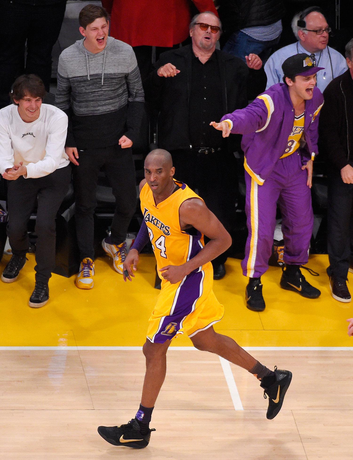 Jack Nicholson på plats på Kobe Bryants LA Lakers 2016.