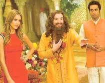 Jessica Alba, Mike Myers och Manu Narayan i ”Love guru”.