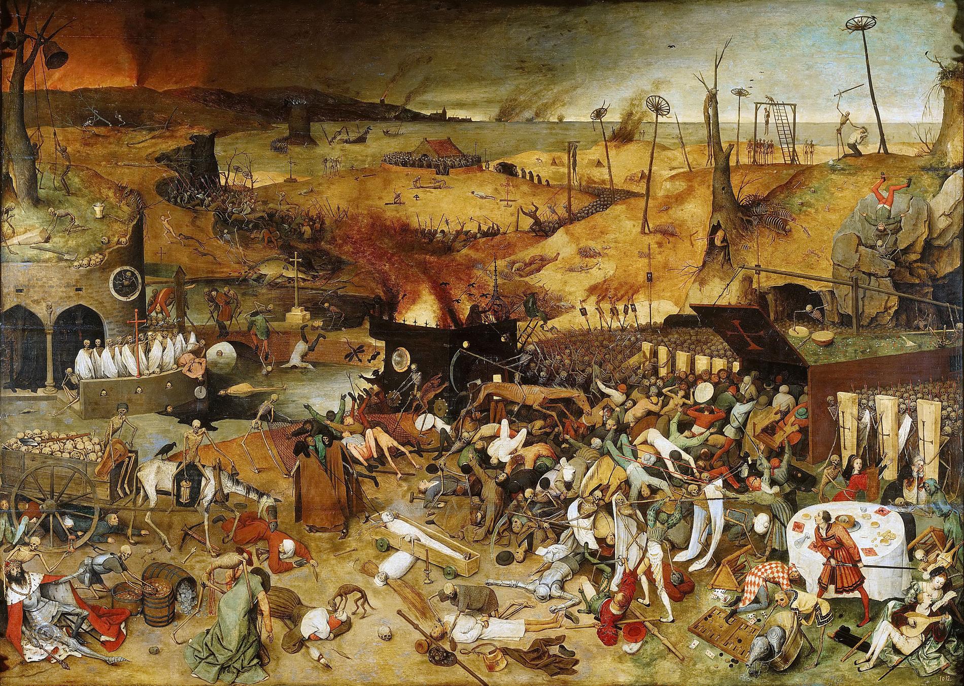 Katastrofkonst: Pieter Brughel d ä: Dödens triumf (1563), Pradomuseet i Madrid.