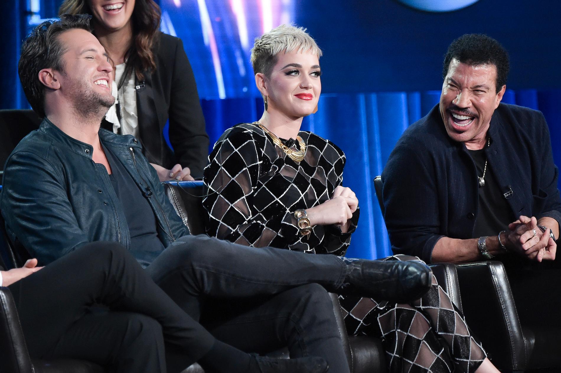 Juryn i "American Idol", Luke Bryan, Katy Perry och Lionel Richie. Arkivbild.