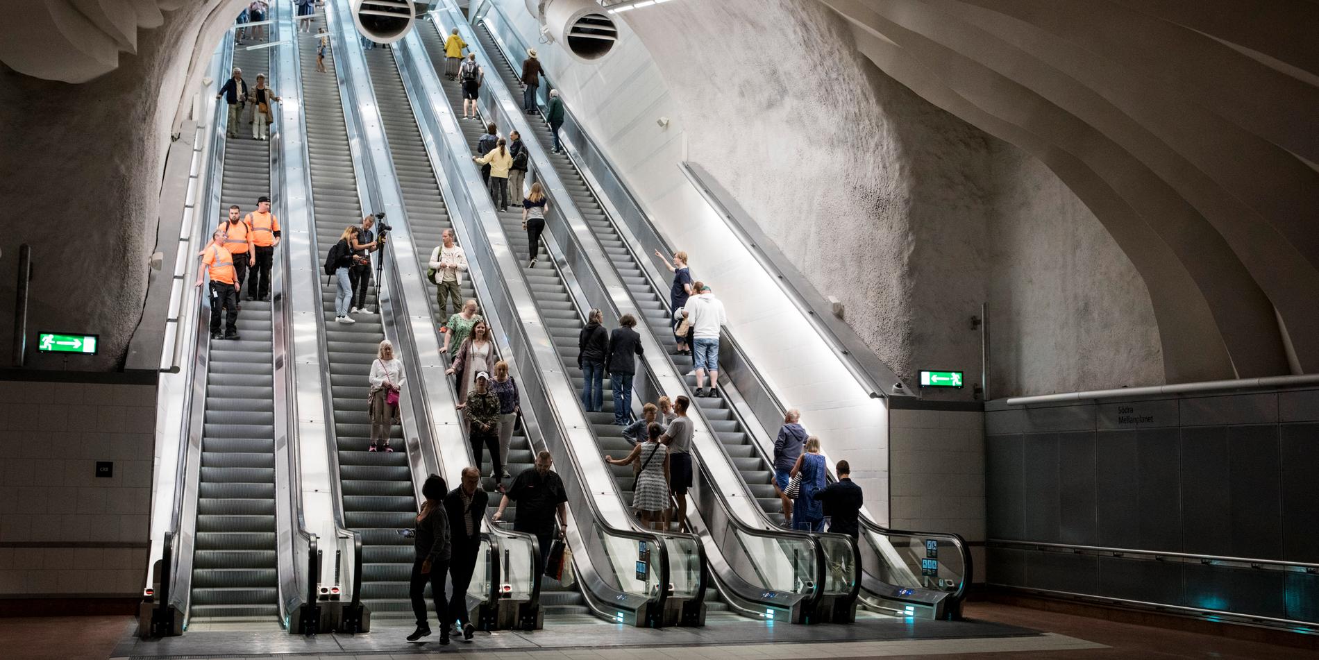 Citybanans rulltrappor i samband med invigningen i juli förra året.