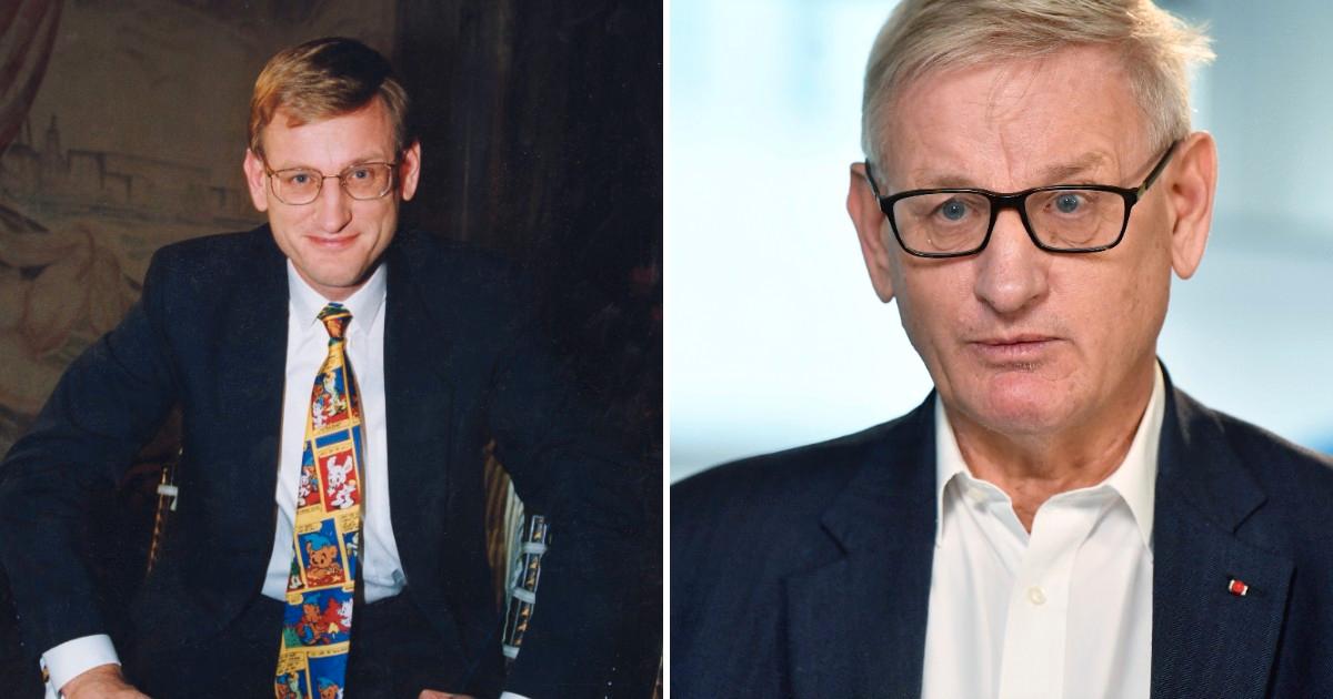 Carl Bildt med ”Bamse”-slipsen.