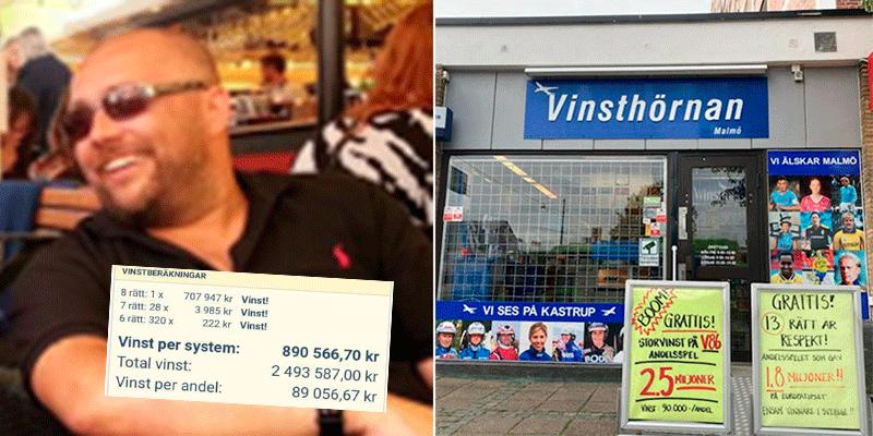 Roger Andersson drog in 2,5 miljoner på V86 för spelbutiken Vinsthörnan i Malmö
