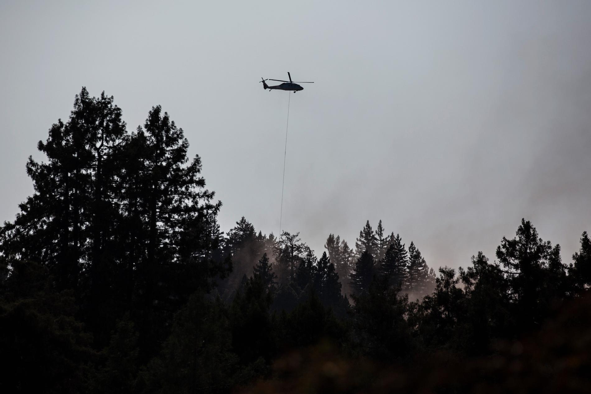 Helikoptrar i luften som släcker bränder är ständiga följeslagare i området.