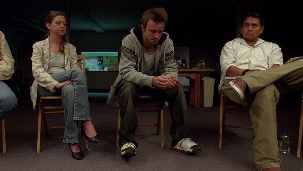 Knarklangaren Jesse Pinkman går på rehabmöte i serien ”Breaking Bad”. 