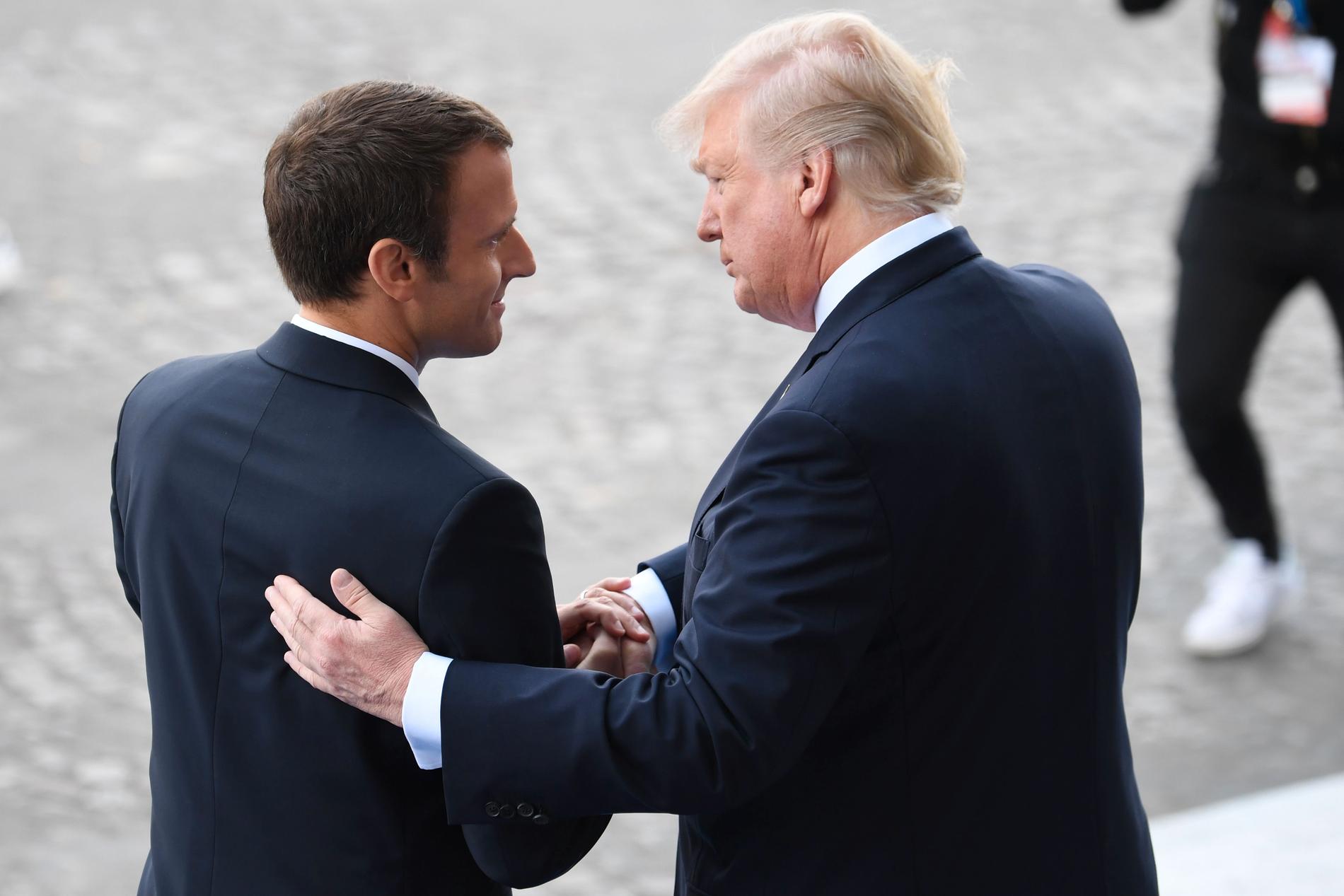 USA:s president Donald Trump träffade Frankrikes president Emmanuel Macron i Paris den 14 juli. 
