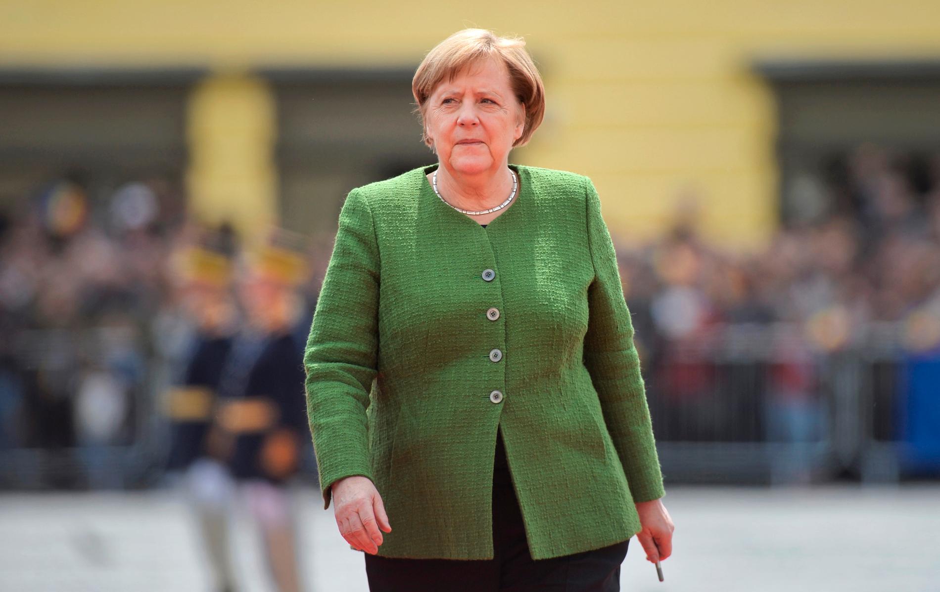 Tysklands förbundskansler Angela Merkel på EU-toppmötet i rumänska Sibiu den 9 maj.