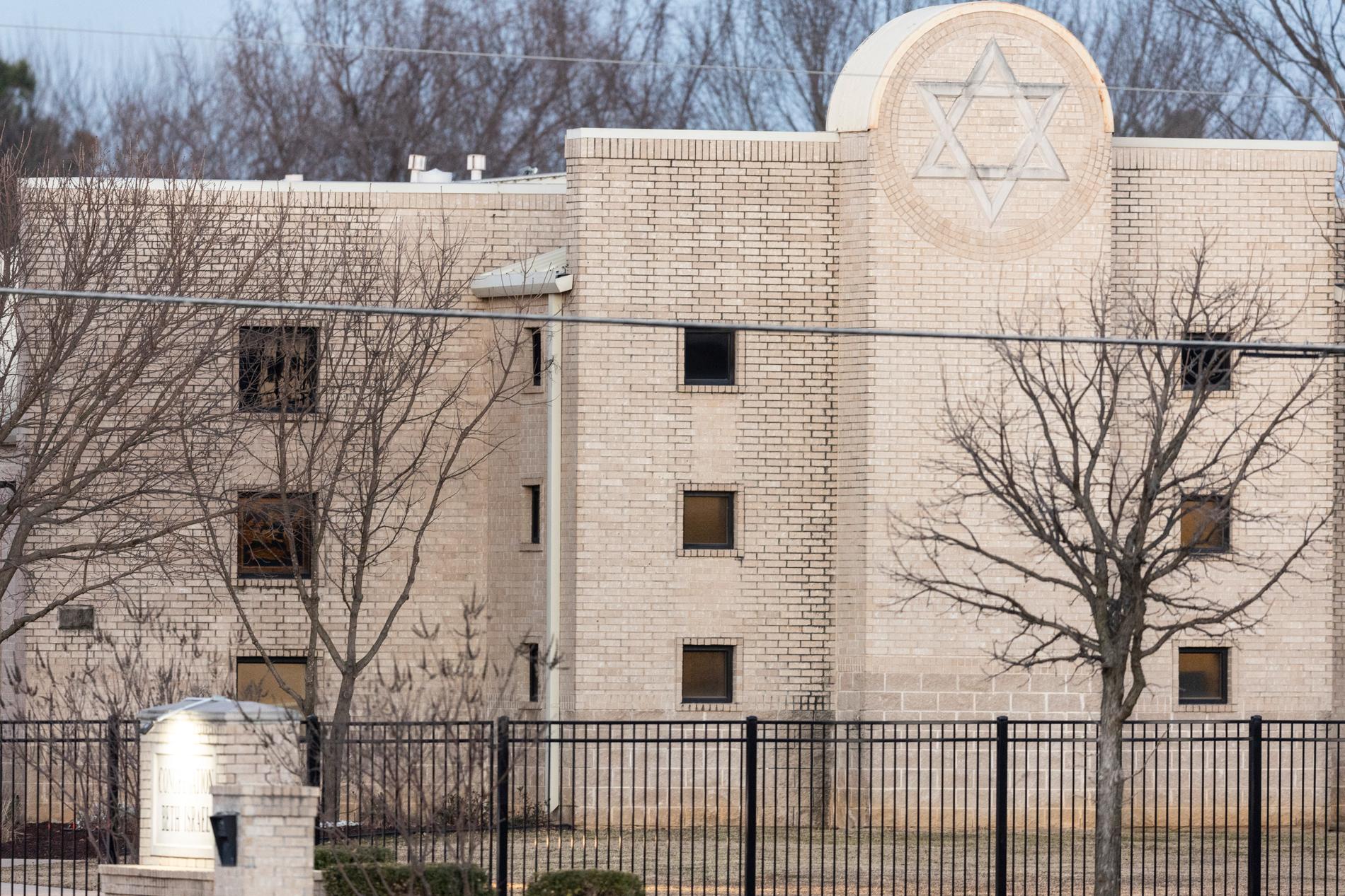 Synagogan i Colleyville i Texas där ett gisslandrama utspelade sig i helgen.