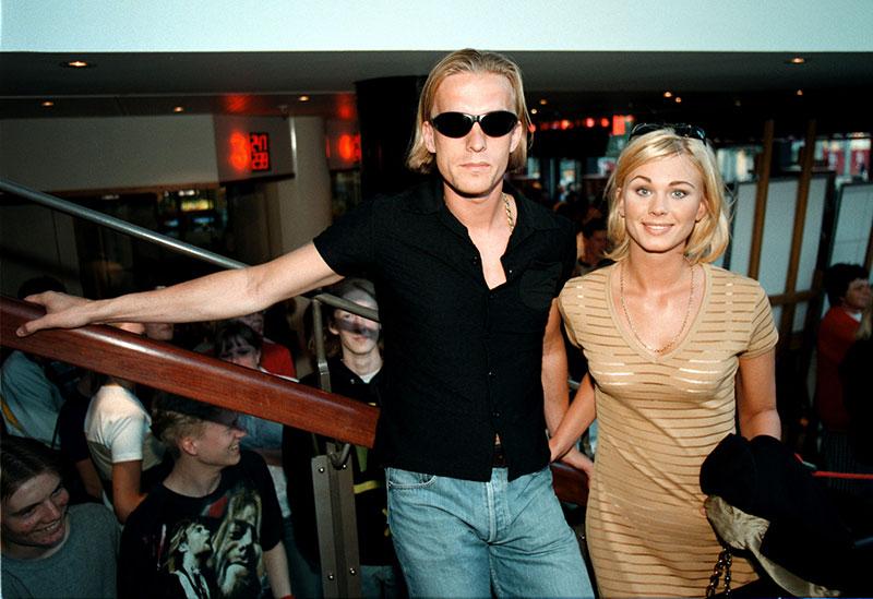 Vimmel med tidigare pojkvännen Liam Norberg på Beck-premiär 1997.