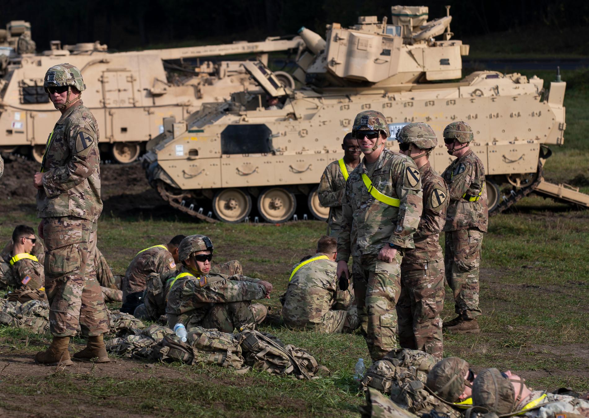 USA har skickat en bataljon till Litauen i avskräckande syfte mot Ryssland. Här vid Pabrade på måndagen.
