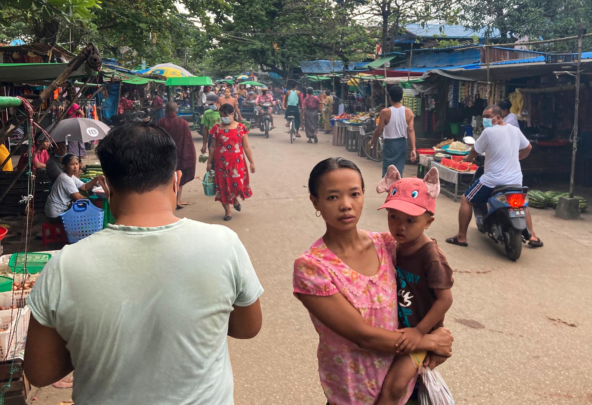 En marknad i Rangoon (Yangon) i Myanmar tidigare i oktober.