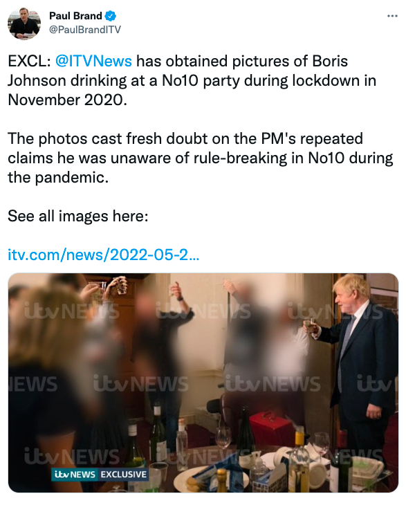 ITV kan avslöja Boris Johnsons nya festande