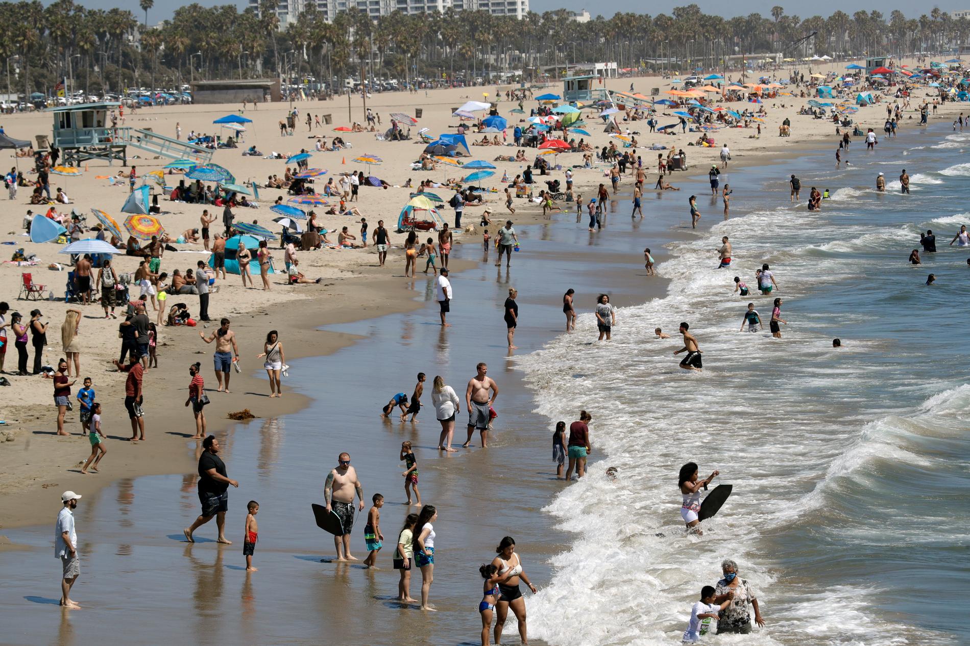 Stranden i Santa Monica igår, söndag. 