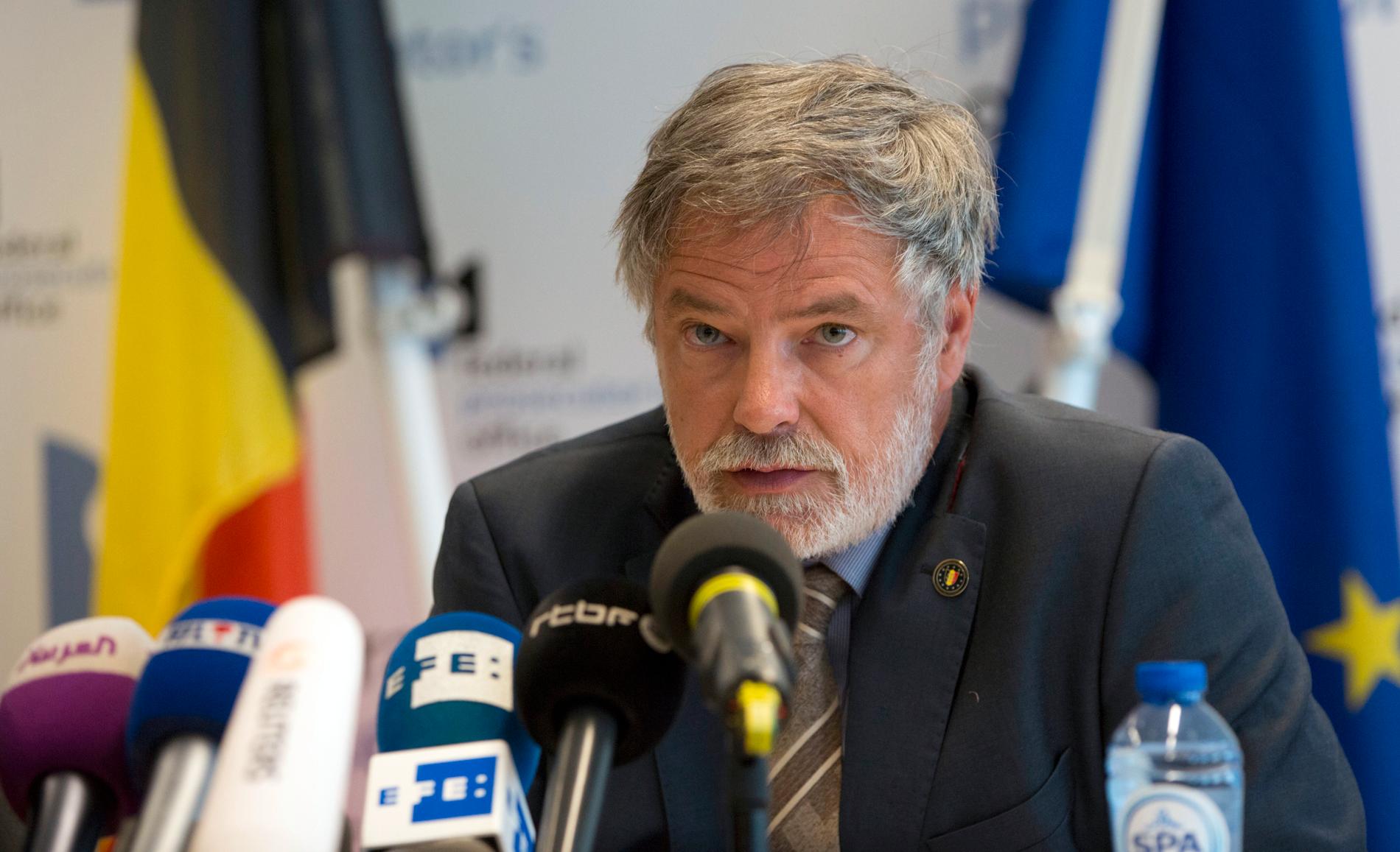 Eric Van Der Sypt, talesperson för Belgiens federala åklagare, under en presskonferens på onsdagen.