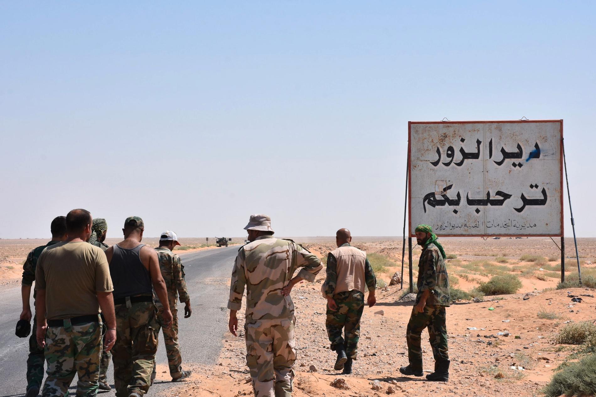 Syriska regimtrupper vid Deir Ezzors stadsgräns