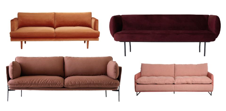 Trendiga färger på soffan för den djärva.