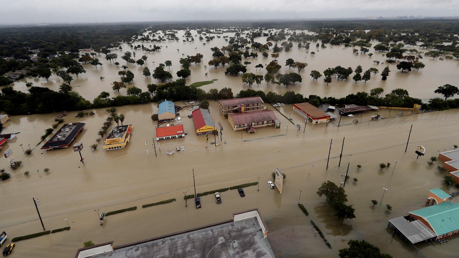 Översvämningar i Texas i stormen Harveys spår.