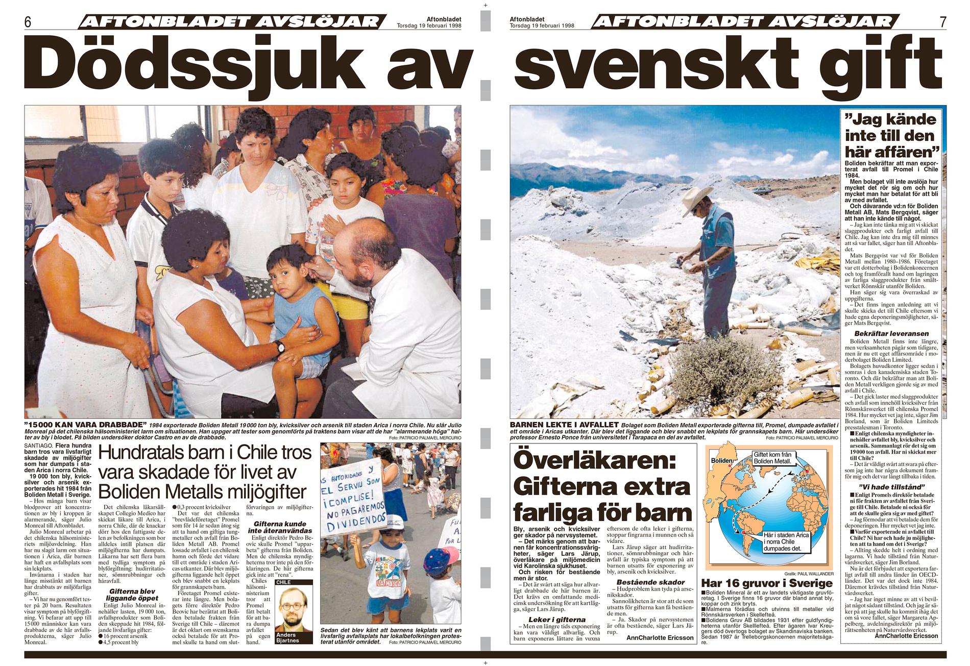 Aftonbladet avslöjade giftskandalen den 19 februari 1998.