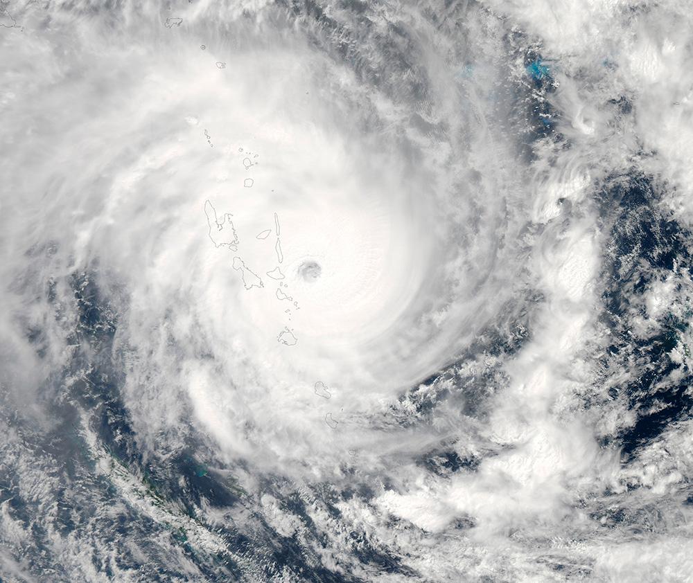 Den tropiska orkanen Pam slog nyligen till mot öriket Vanuatu i Stilla havet.