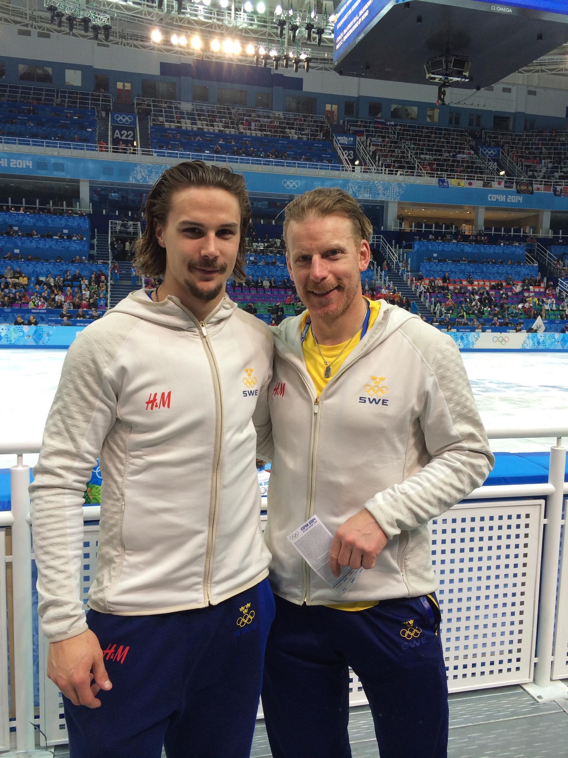 Erik och ”Alfie” igen – på konståkning i Sotji i Ryssland, där de spelad OS ihop med Tre Kronor.