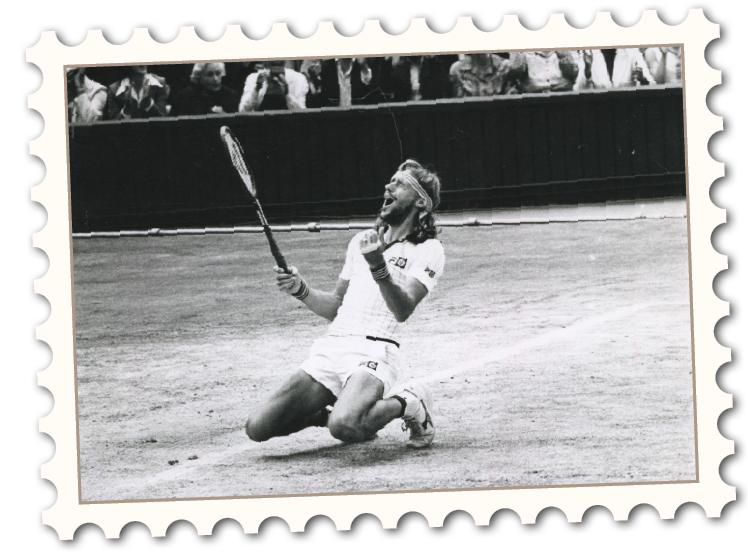 Borgs historiska femte Var: Wimbledon-finalen 1980.
Borgs femte - och förmodligen mest klassiska - finalseger i Wimbledon. 1-6 i första vändes till 2-1 i set. Fjärde set blev en rysare och Borg missade  totalt sju matchbollar innan McEnroe vann med 18–16 i tiebreak. Men med 8-6 i skiljeset tog Borg sin femte raka seger och bilden när han faller på knä efter matchbollen är svensk idrottshistoria.