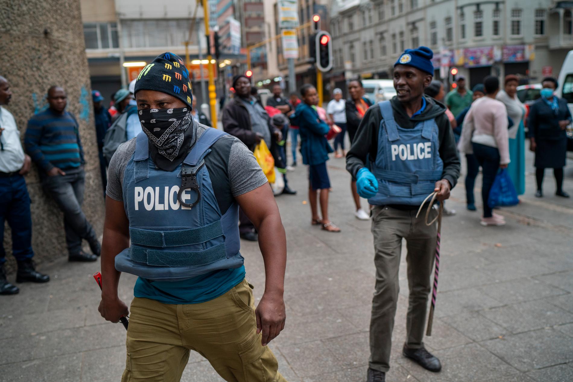 Sydafrikansk polis i Johannesburg.