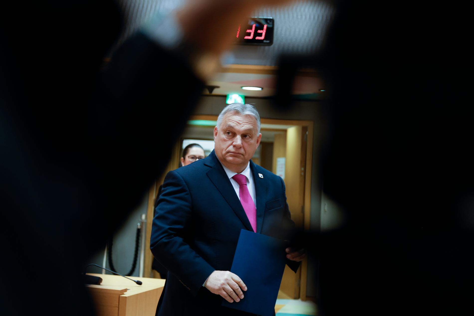 Ungerns premiärminister Viktor Orbán under EU-toppmötet i Bryssel.