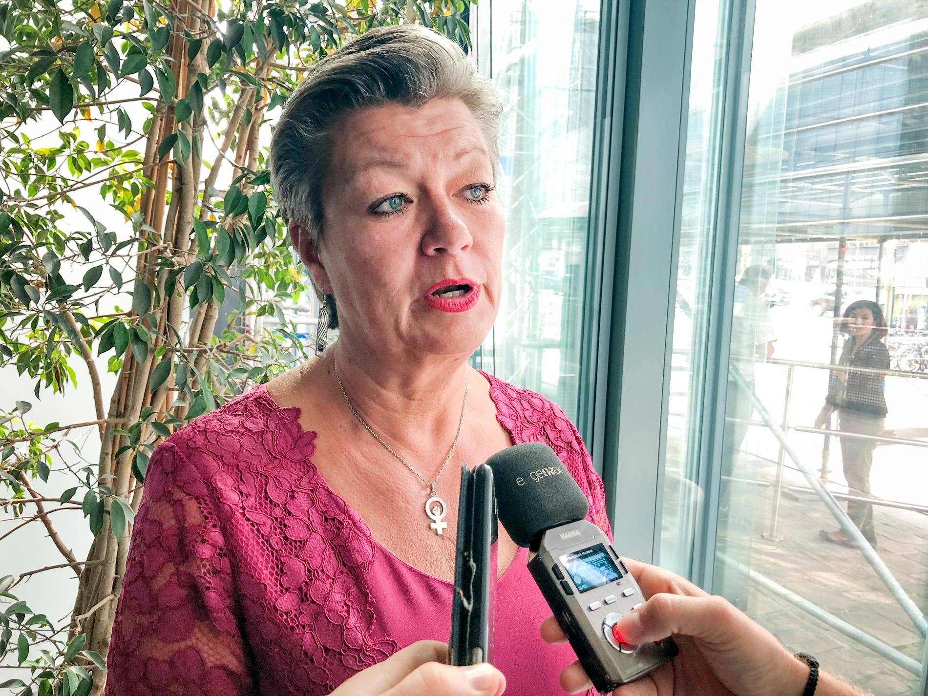 Sveriges tillträdande EU-kommissionär Ylva Johansson (S) på plats i Bryssel.