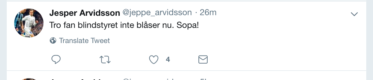 Tweeten av Jesper Arvidsson