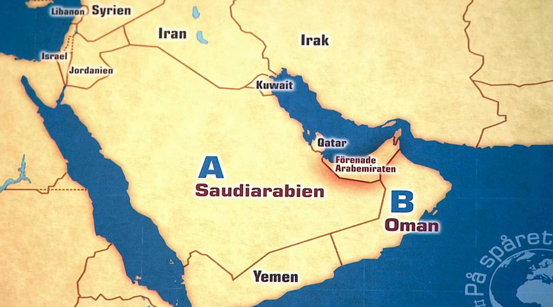 På kartan som visades i ”På spåret” hade placeringen av Irak och Iran kastats om.